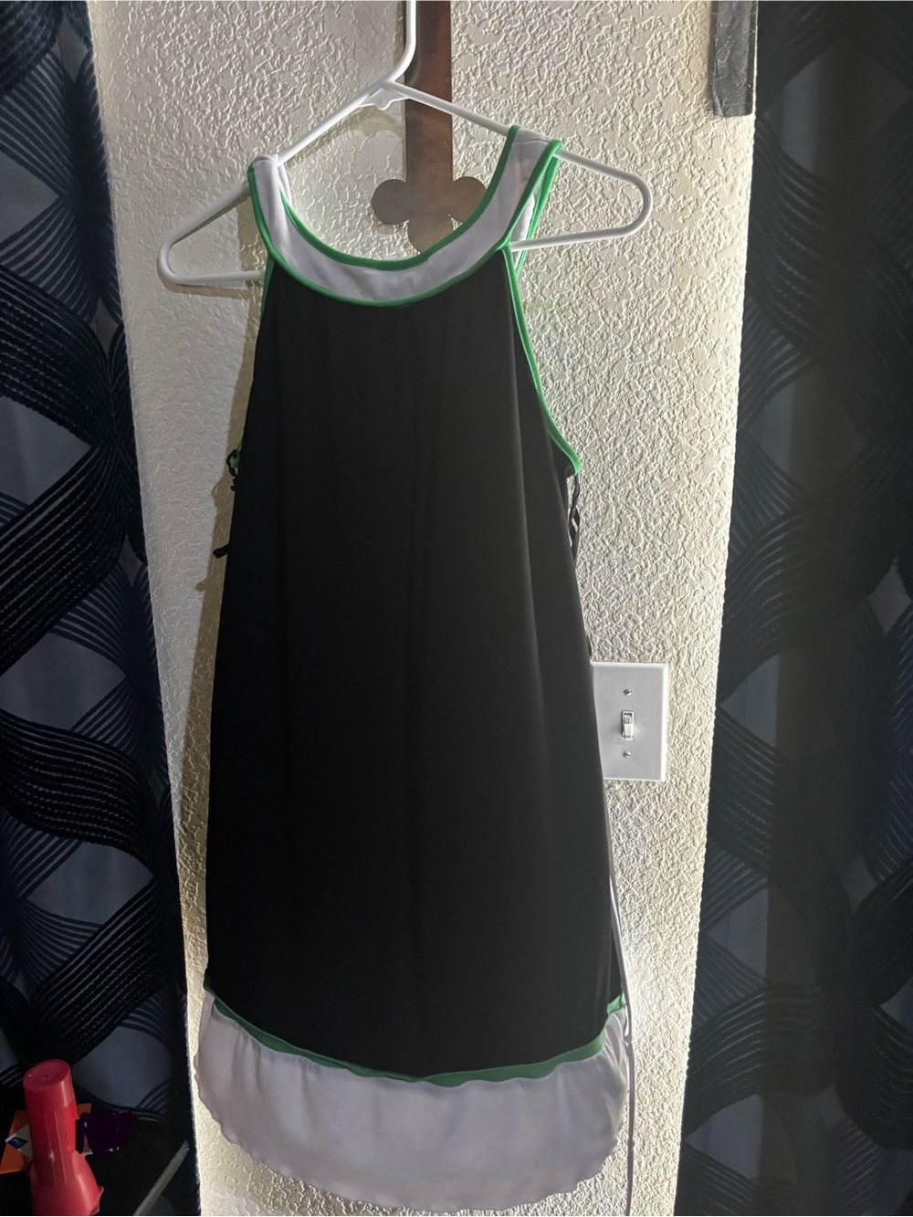 My Michelle Black and White Summer Dress with Green Trim